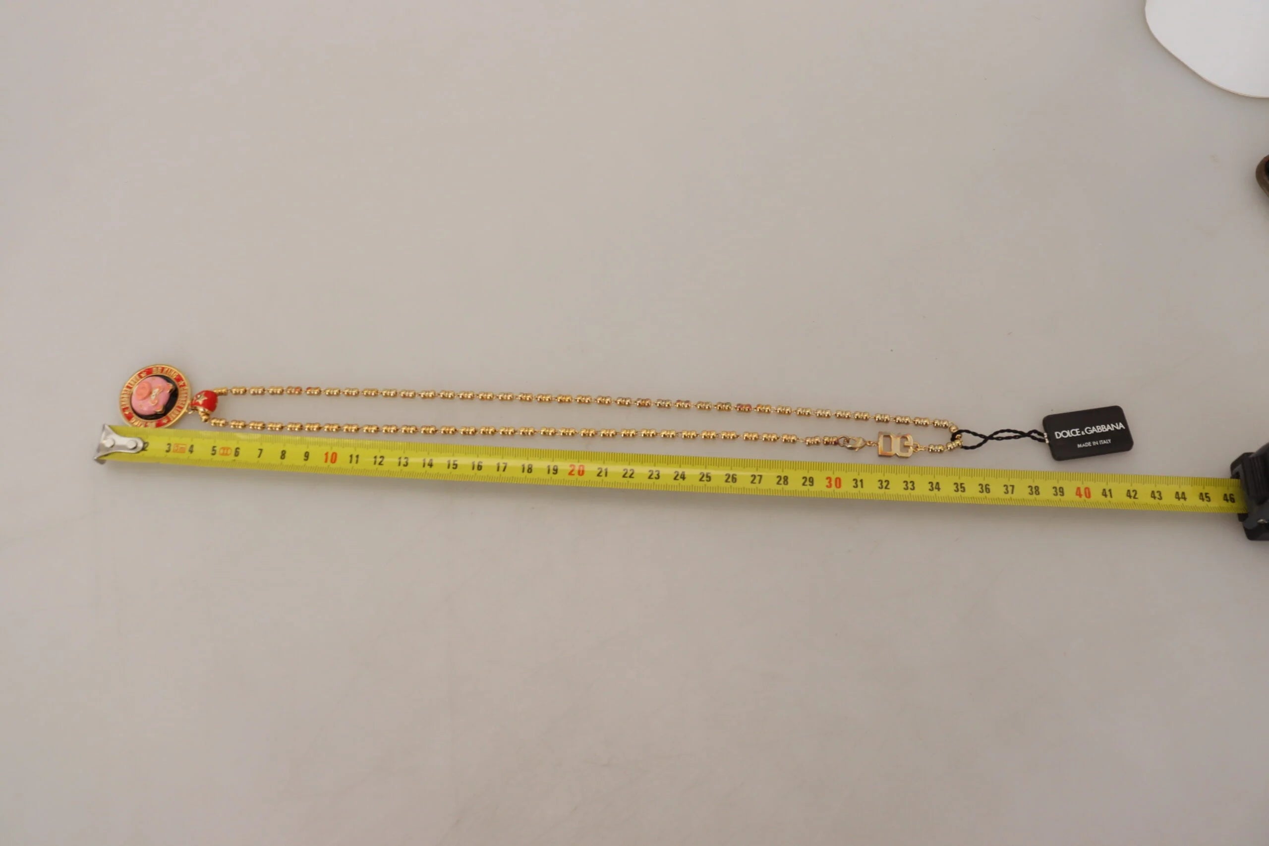 Dolce & Gabbana Gold Brass Chain SUPER PIG Pendant Logo Necklace - Necklaces