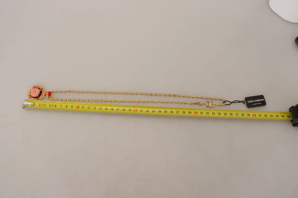 Dolce & Gabbana Gold Brass Chain SUPER PIG Pendant Logo Necklace - Necklaces