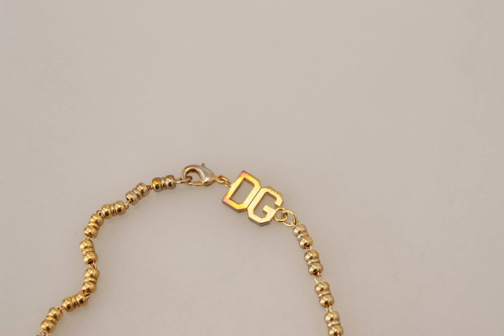 Dolce & Gabbana Gold Brass Chain SUPER PIG Pendant Logo Necklace - Necklaces