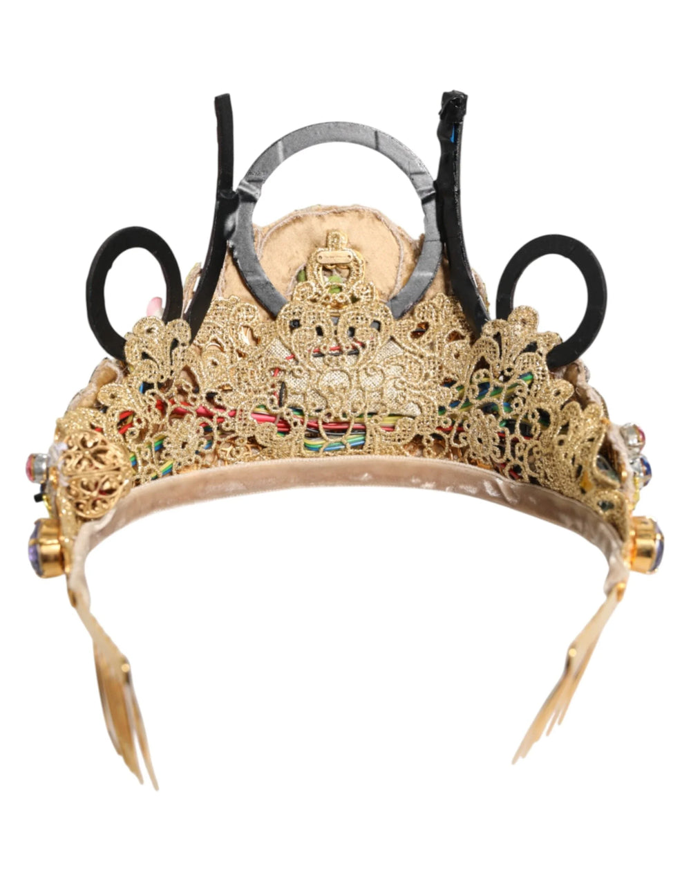 Dolce & Gabbana Gold Brass Crystal Embellished Headpiece Crown Diadem Tiara - Tiaras