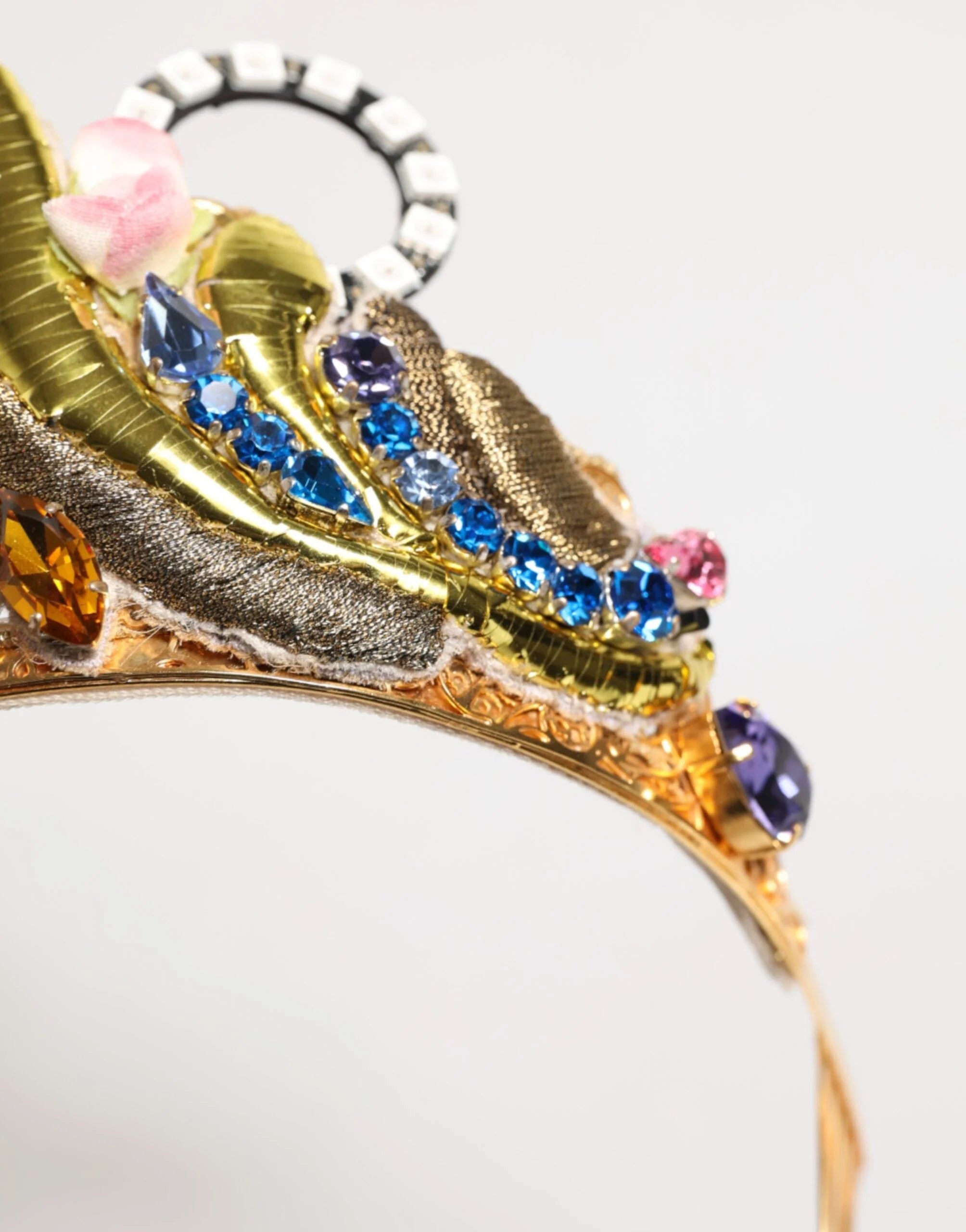 Dolce & Gabbana Gold Brass Crystal Embellished Headpiece Crown Diadem Tiara - Tiaras