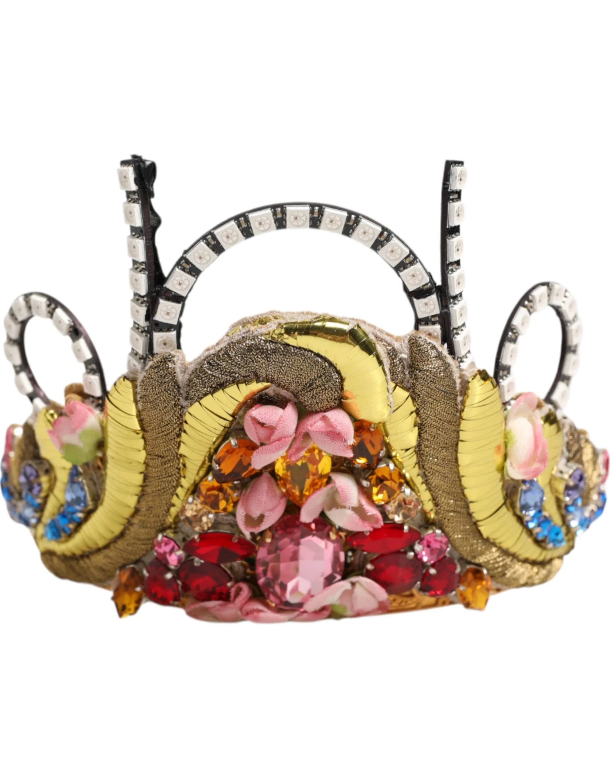 Dolce & Gabbana Gold Brass Crystal Embellished Headpiece Crown Diadem Tiara - Tiaras