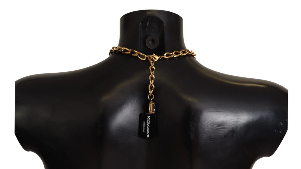 Dolce & Gabbana Gold Brass Crystal Purple Pink Pearl Pendants Necklace - Necklaces