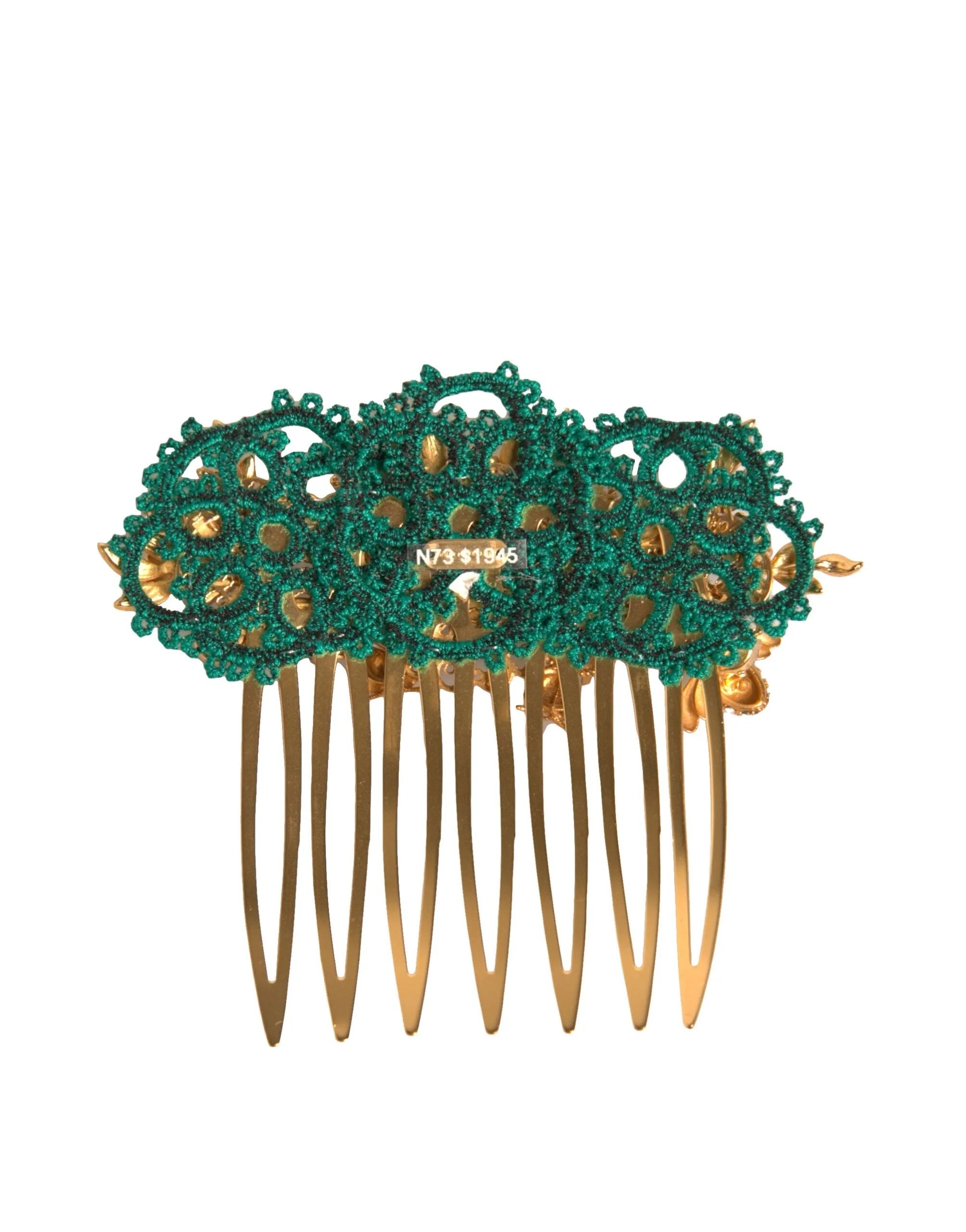Dolce & Gabbana Gold Brass Crystals Hair Stick Comb - Hair Combs