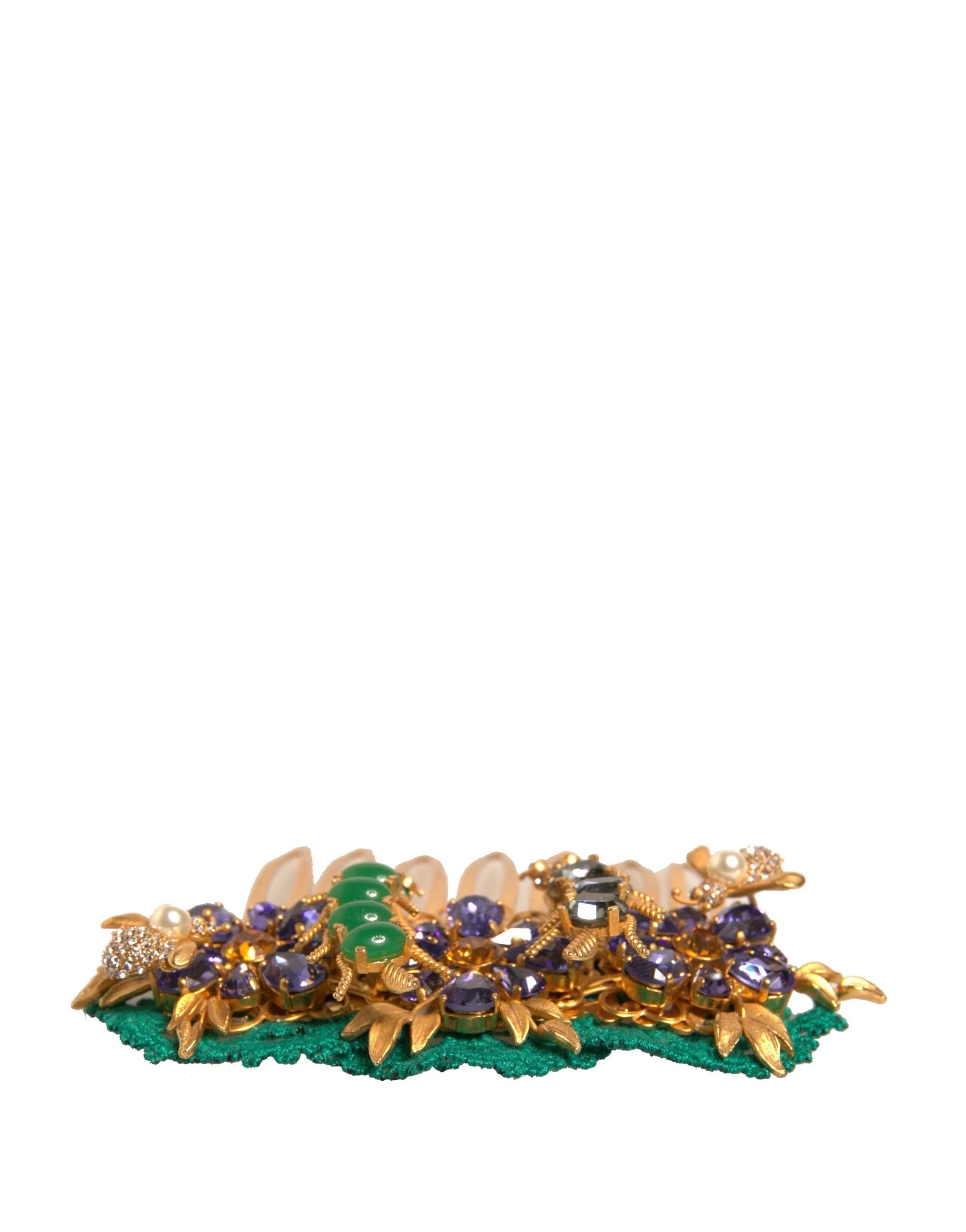 Dolce & Gabbana Gold Brass Crystals Hair Stick Comb - Hair Combs