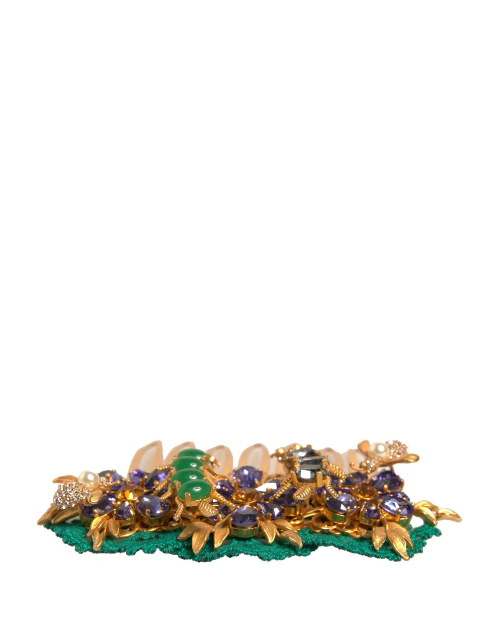 Dolce & Gabbana Gold Brass Crystals Hair Stick Comb - Hair Combs