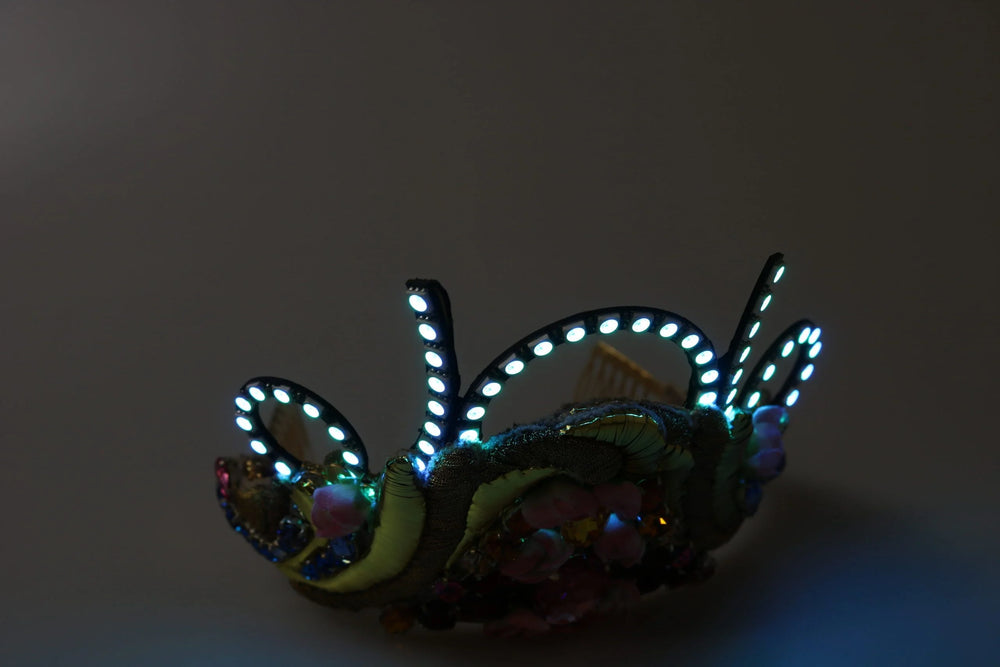 Dolce & Gabbana Gold Brass Floral Crystals LED Lights Crown Tiara Diadem - Tiaras