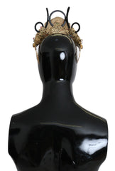 Dolce & Gabbana Gold Brass Floral Crystals LED Lights Crown Tiara Diadem - Tiaras