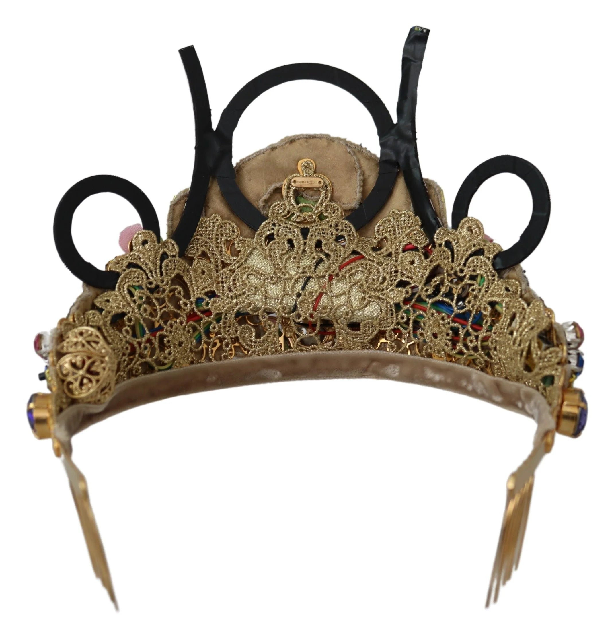 Dolce & Gabbana Gold Brass Floral Crystals LED Lights Crown Tiara Diadem - Tiaras