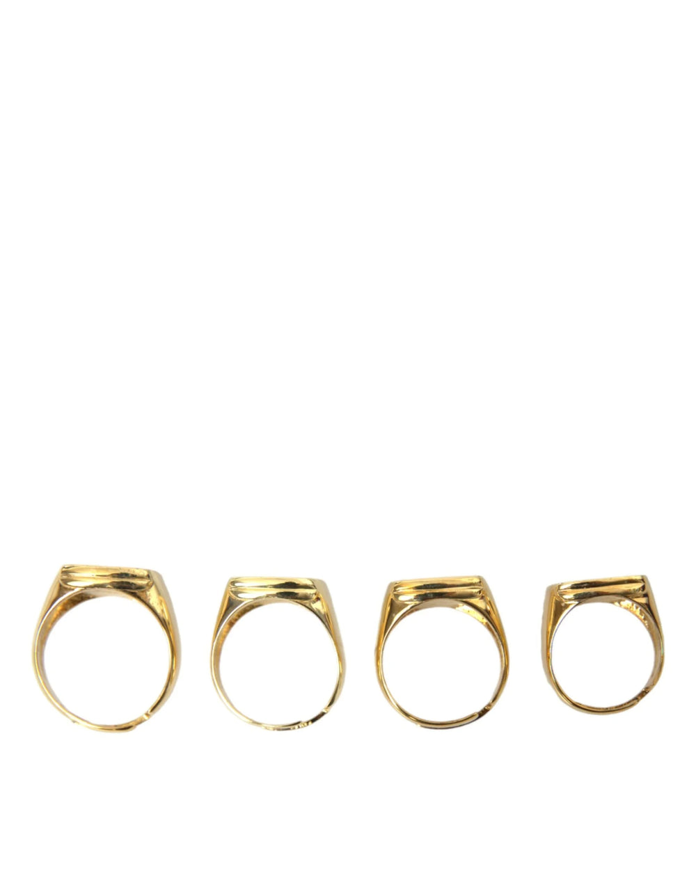 Dolce & Gabbana Gold Brass KING Enamel Set of 4 Ring - Rings