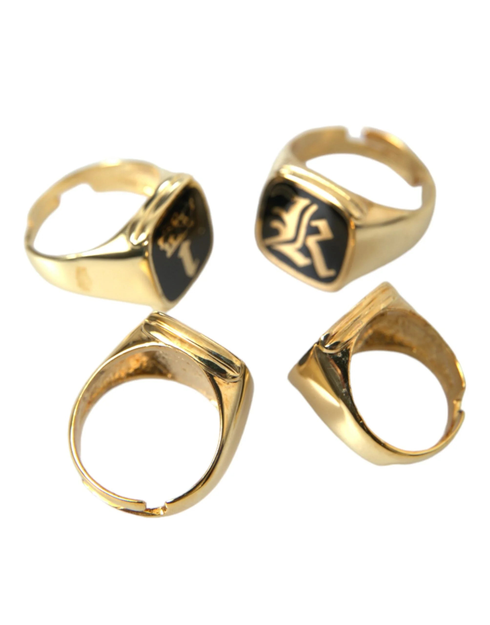 Dolce & Gabbana Gold Brass KING Enamel Set of 4 Ring - Rings