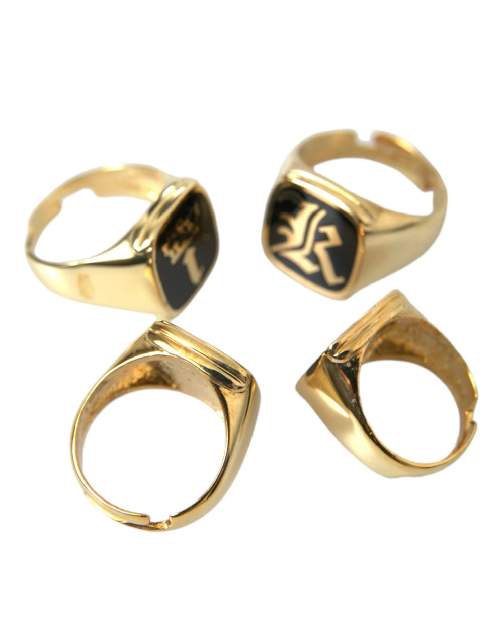 Dolce & Gabbana Gold Brass KING Enamel Set of 4 Ring - Rings