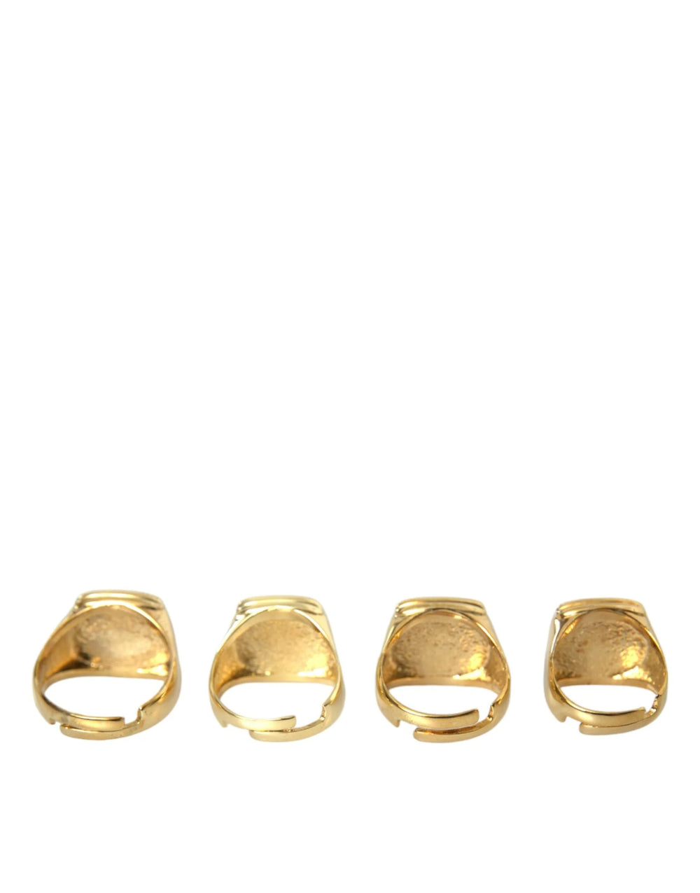 Dolce & Gabbana Gold Brass KING Enamel Set of 4 Ring - Rings