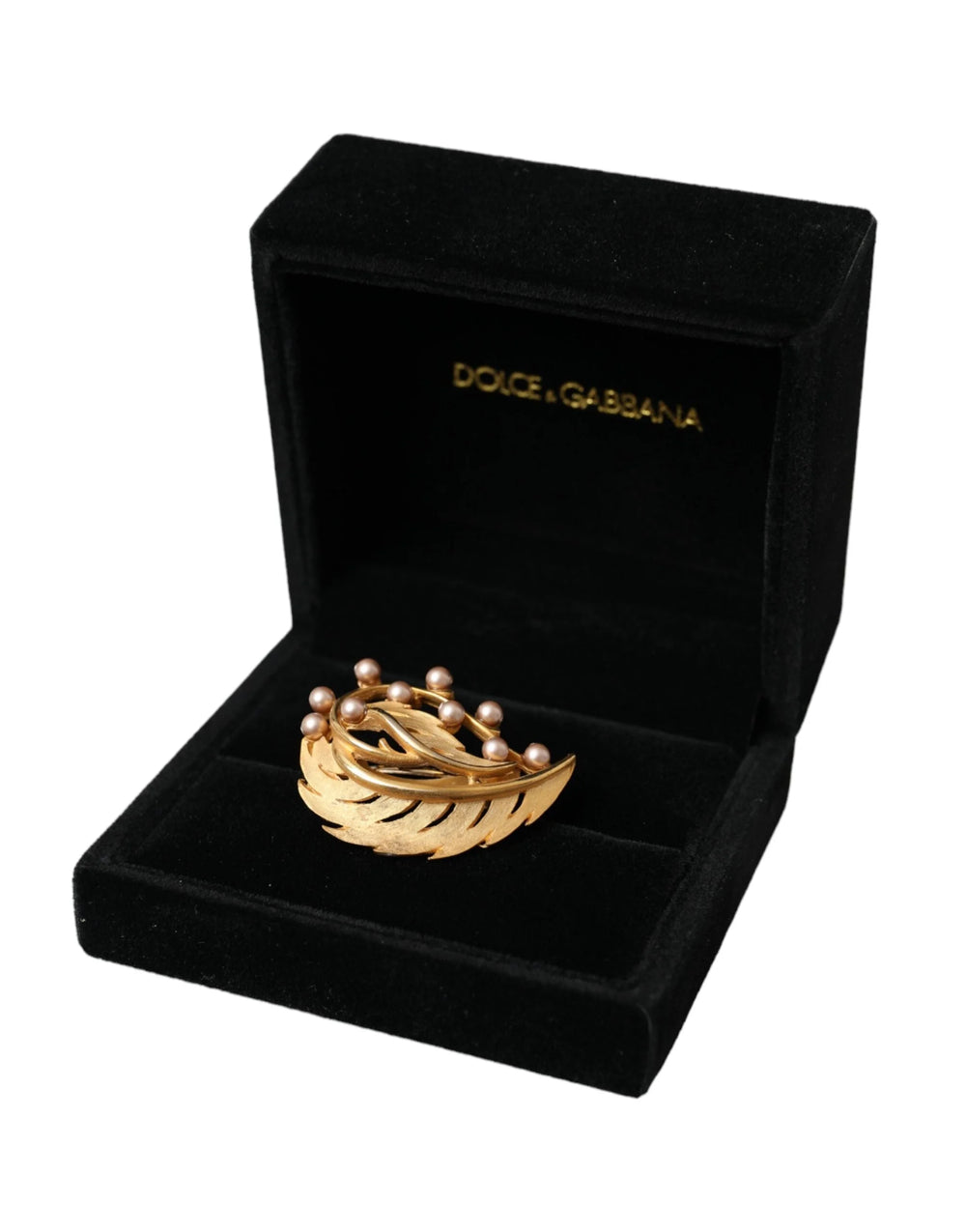 Dolce & Gabbana Gold Brass Leaf Embellished Jewelry Brooch Hair Pin - Brooches & Lapel Pins