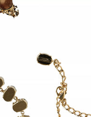 Dolce & Gabbana Gold Brass Link Chain Rose Petal Crystal Necklace - Necklaces