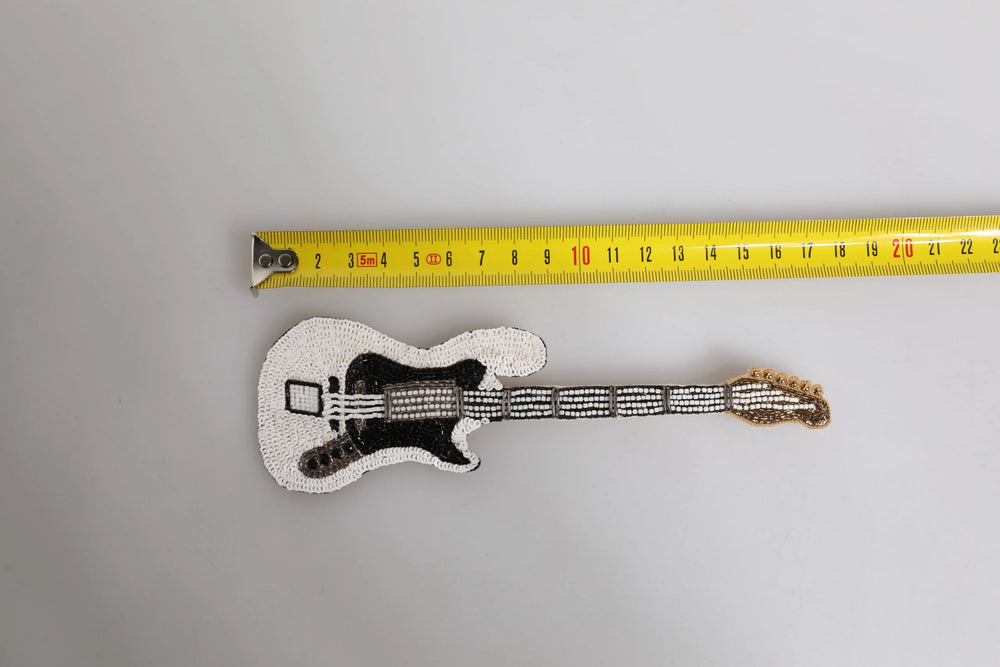 Dolce & Gabbana Gold Brass Logo Beaded Guitar Pin Brooch - Brooches & Lapel Pins