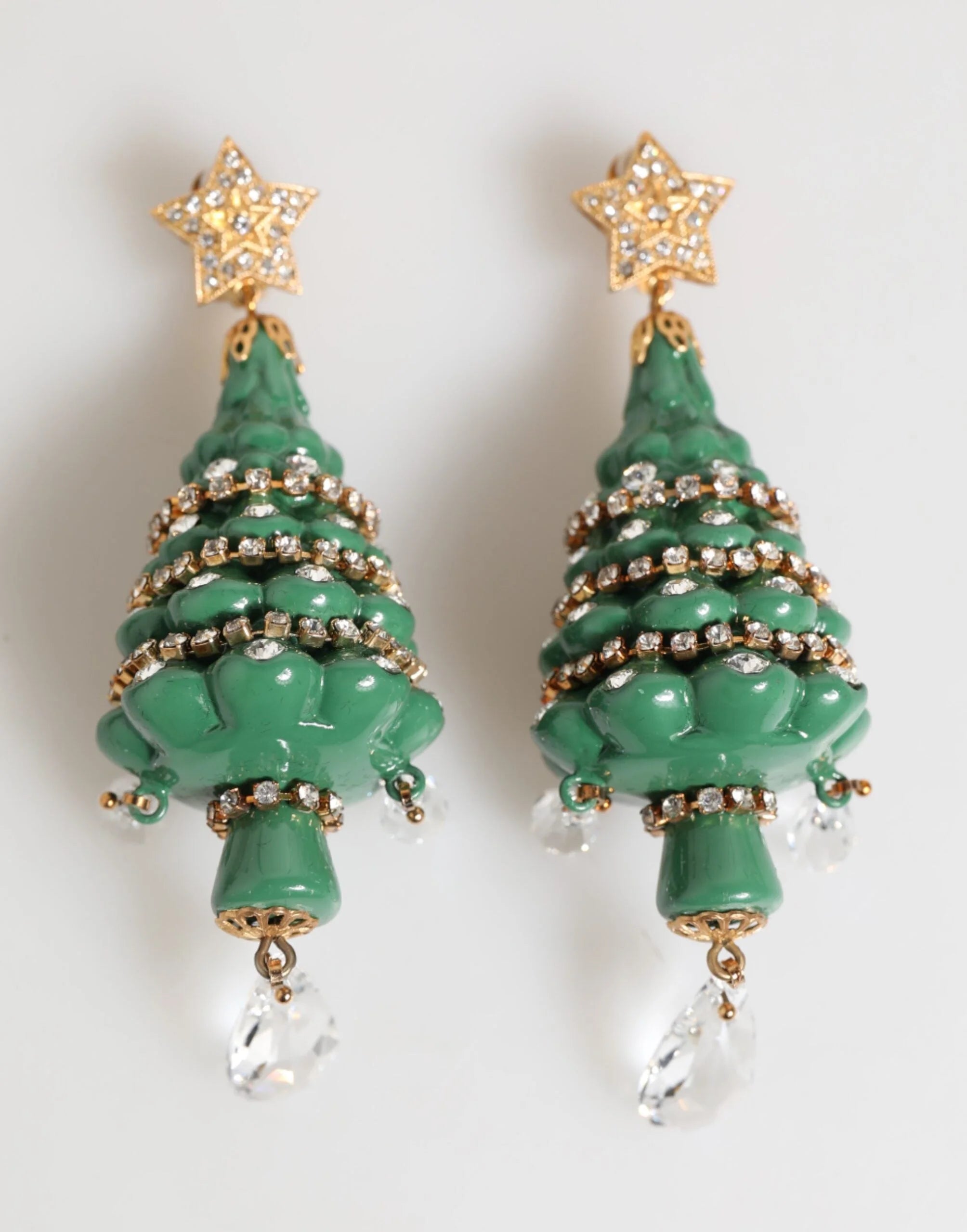Dolce & Gabbana Gold Brass Multicolour Christmas Tree Earrings - Earrings