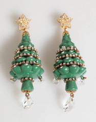 Dolce & Gabbana Gold Brass Multicolour Christmas Tree Earrings - Earrings