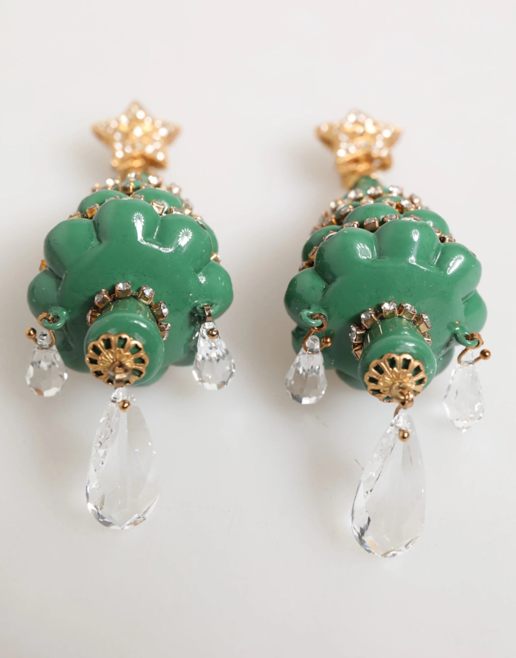 Dolce & Gabbana Gold Brass Multicolour Christmas Tree Earrings