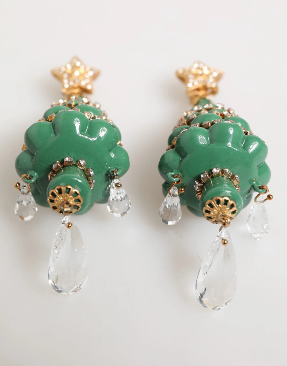 Dolce & Gabbana Gold Brass Multicolour Christmas Tree Earrings