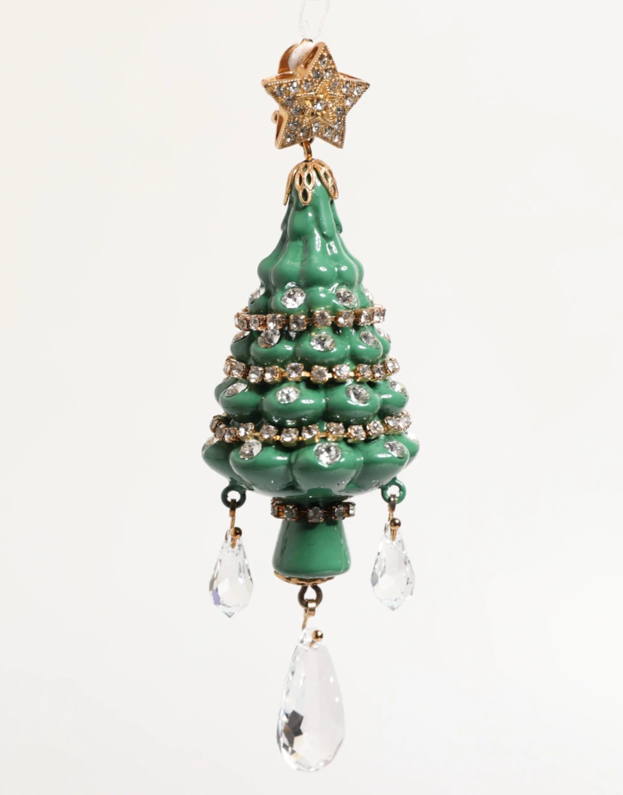 Dolce & Gabbana Gold Brass Multicolour Christmas Tree Earrings