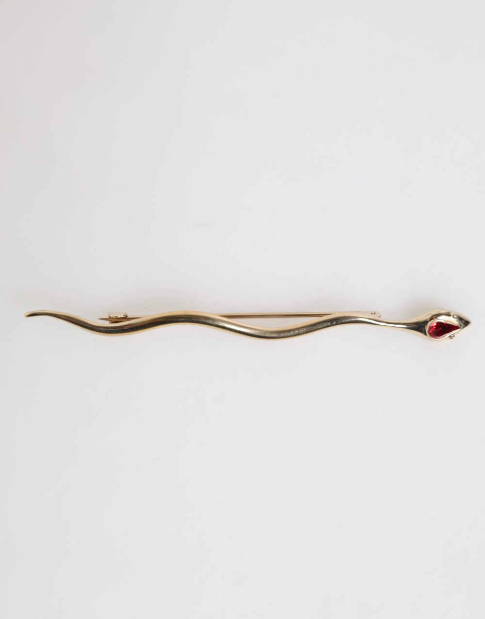 Dolce & Gabbana Gold Brass Red Crystal Spilla Serpente Mens Brooch Pin - Brooches & Lapel Pins