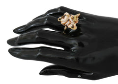 Dolce & Gabbana Gold Brass Resin Beige Dog Pet Accessory Ring - EU50 I US5.5