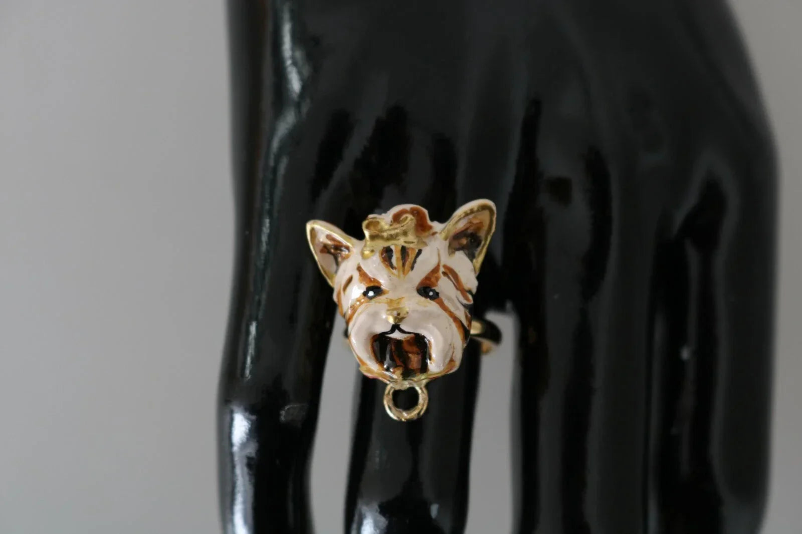 Dolce & Gabbana Gold Brass Resin Beige Dog Pet Accessory Ring - EU50 I US5.5