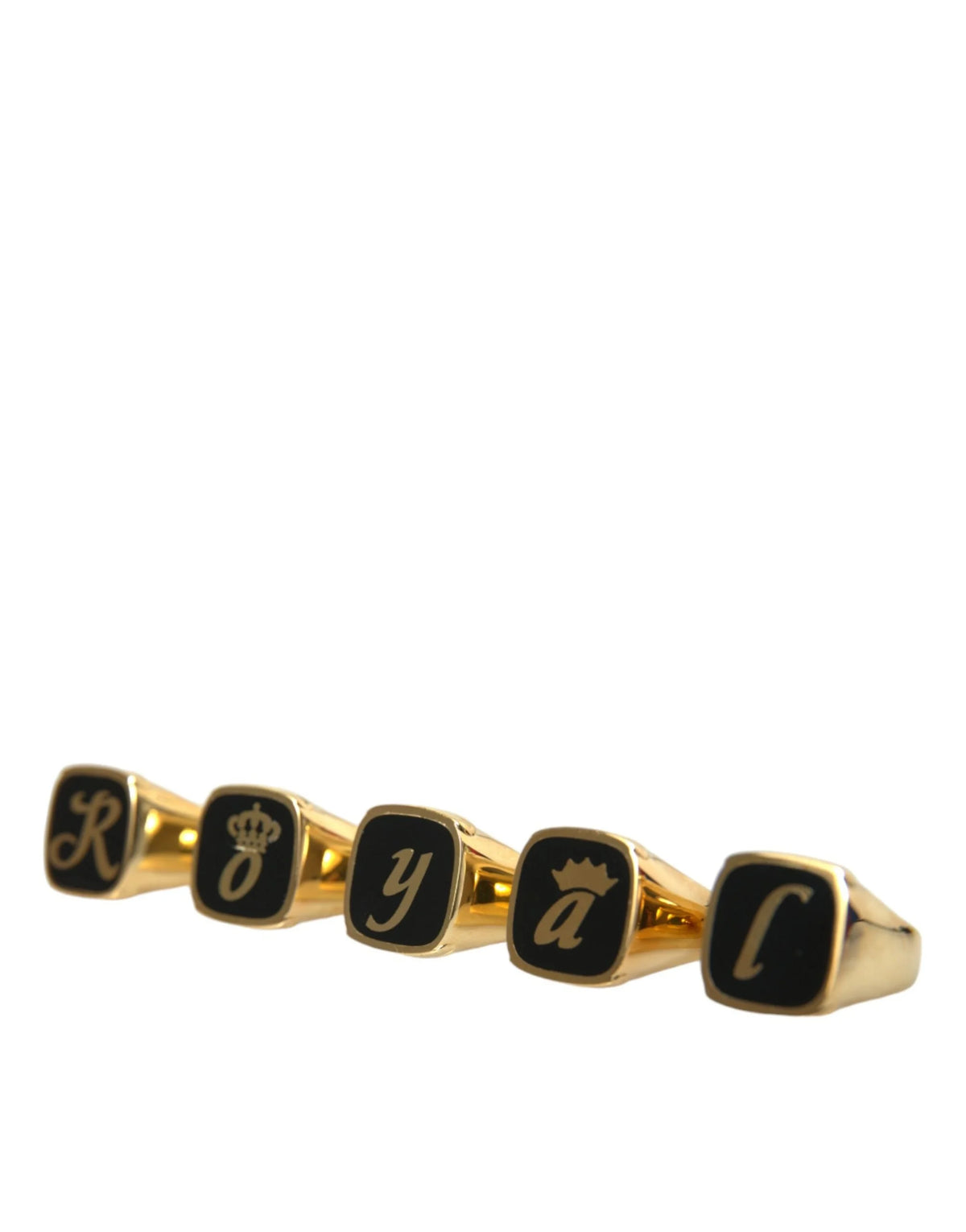 Dolce & Gabbana Gold Brass ROYAL Enamel Set of 5 Ring - Rings