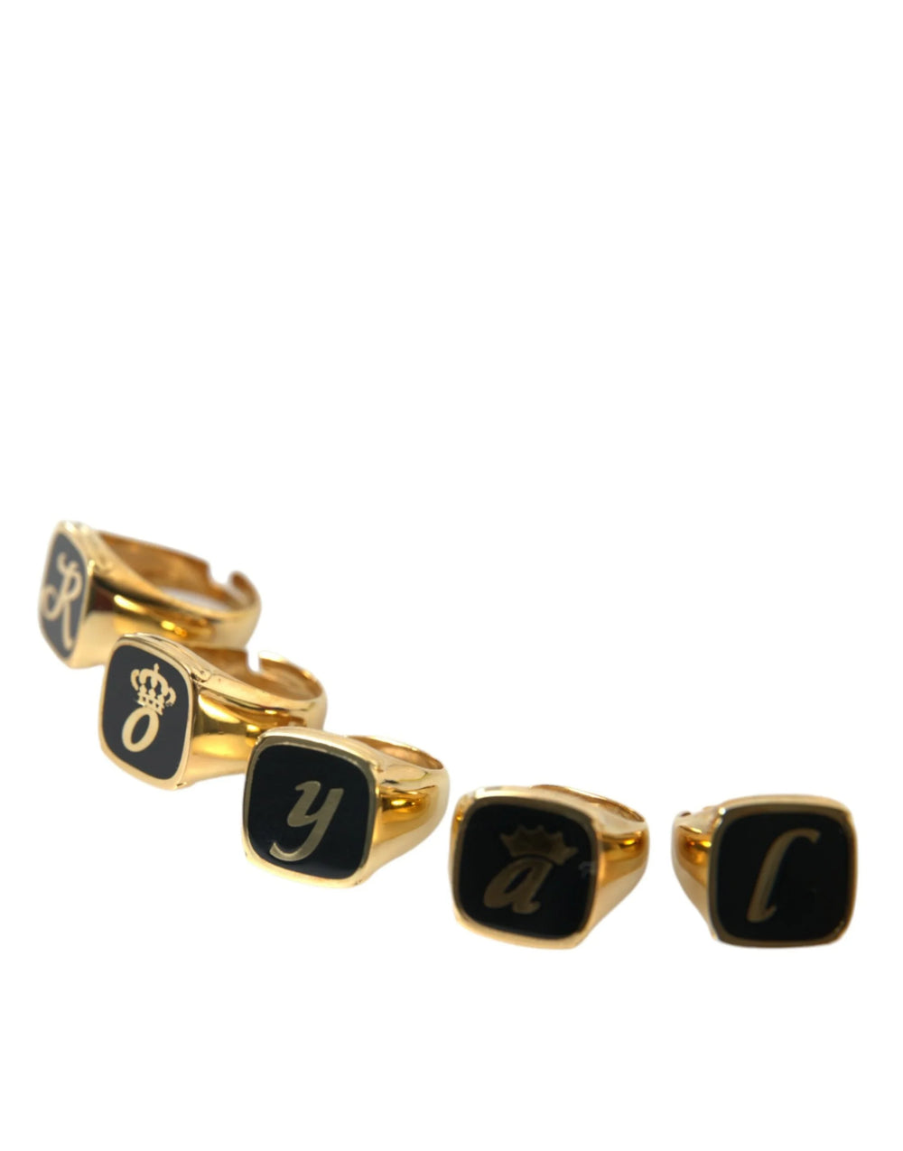 Dolce & Gabbana Gold Brass ROYAL Enamel Set of 5 Ring - Rings