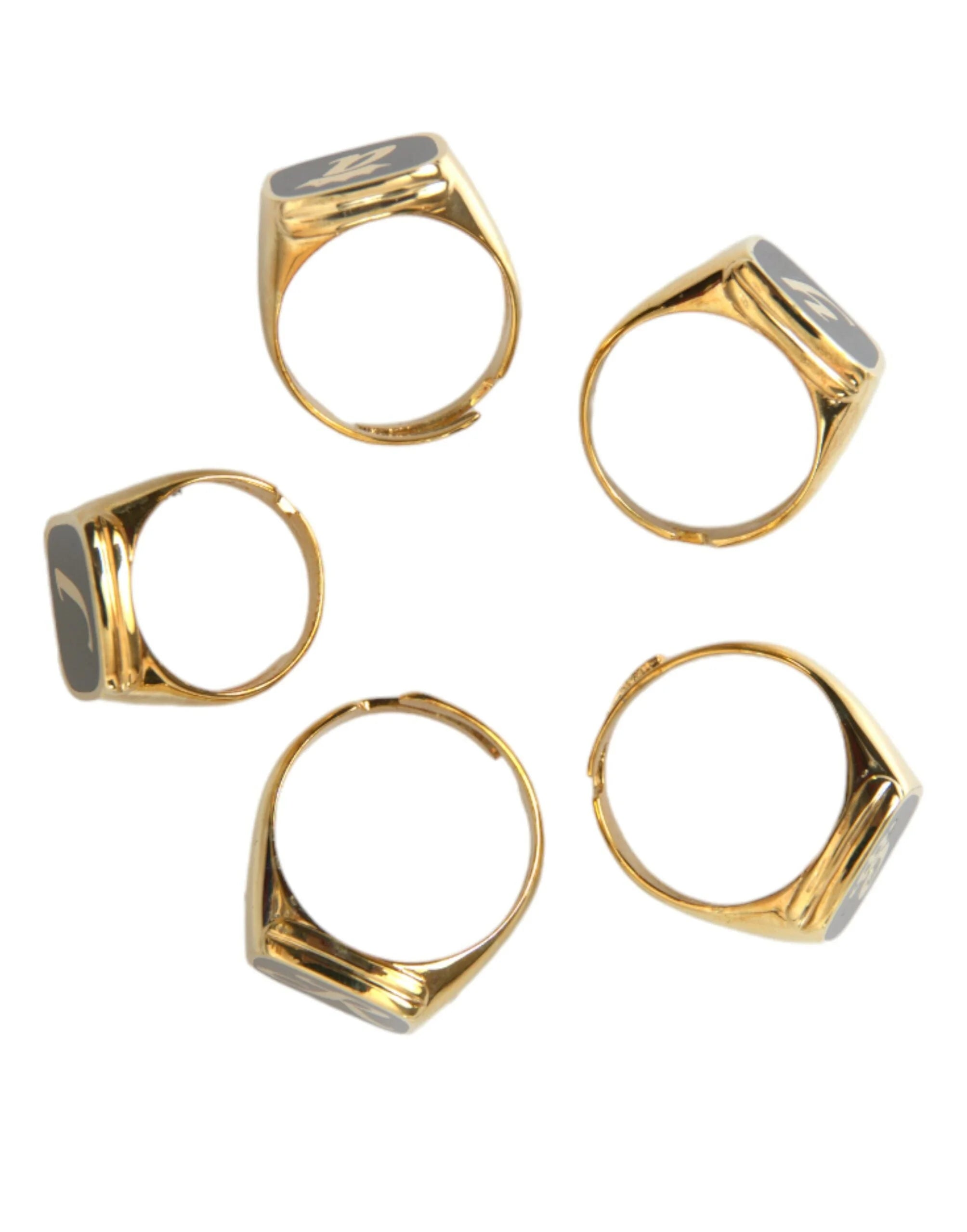 Dolce & Gabbana Gold Brass ROYAL Enamel Set of 5 Ring - Rings