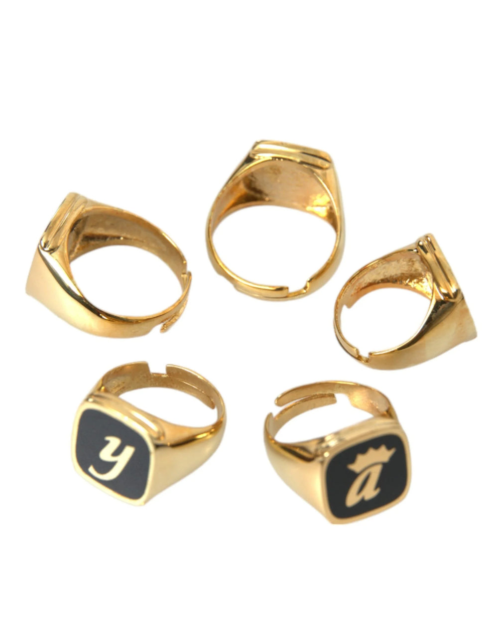 Dolce & Gabbana Gold Brass ROYAL Enamel Set of 5 Ring - Rings