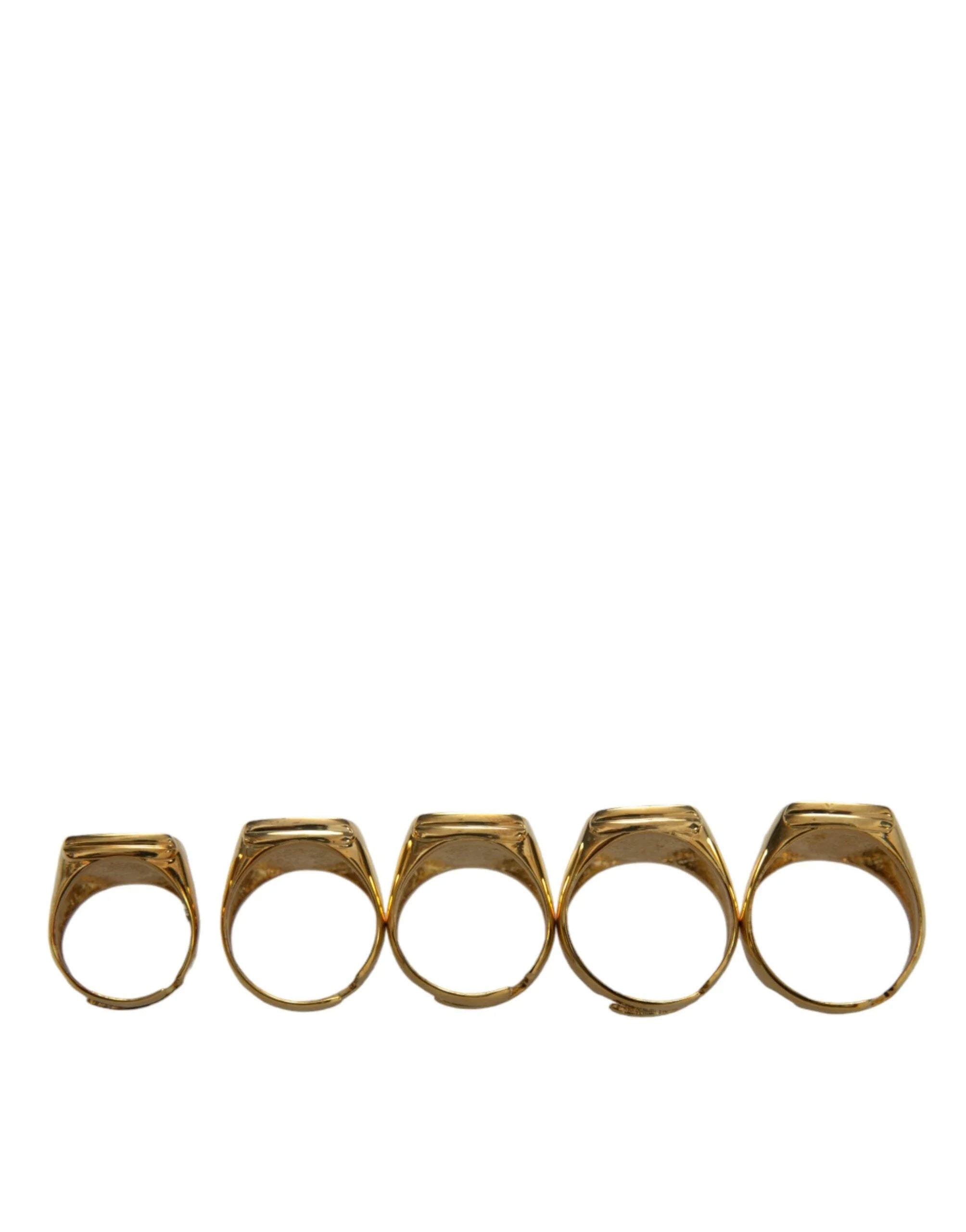 Dolce & Gabbana Gold Brass ROYAL Enamel Set of 5 Ring - Rings