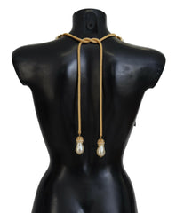 Dolce & Gabbana Gold Brass Sicily Crystal Robe Statement Necklace - Necklaces