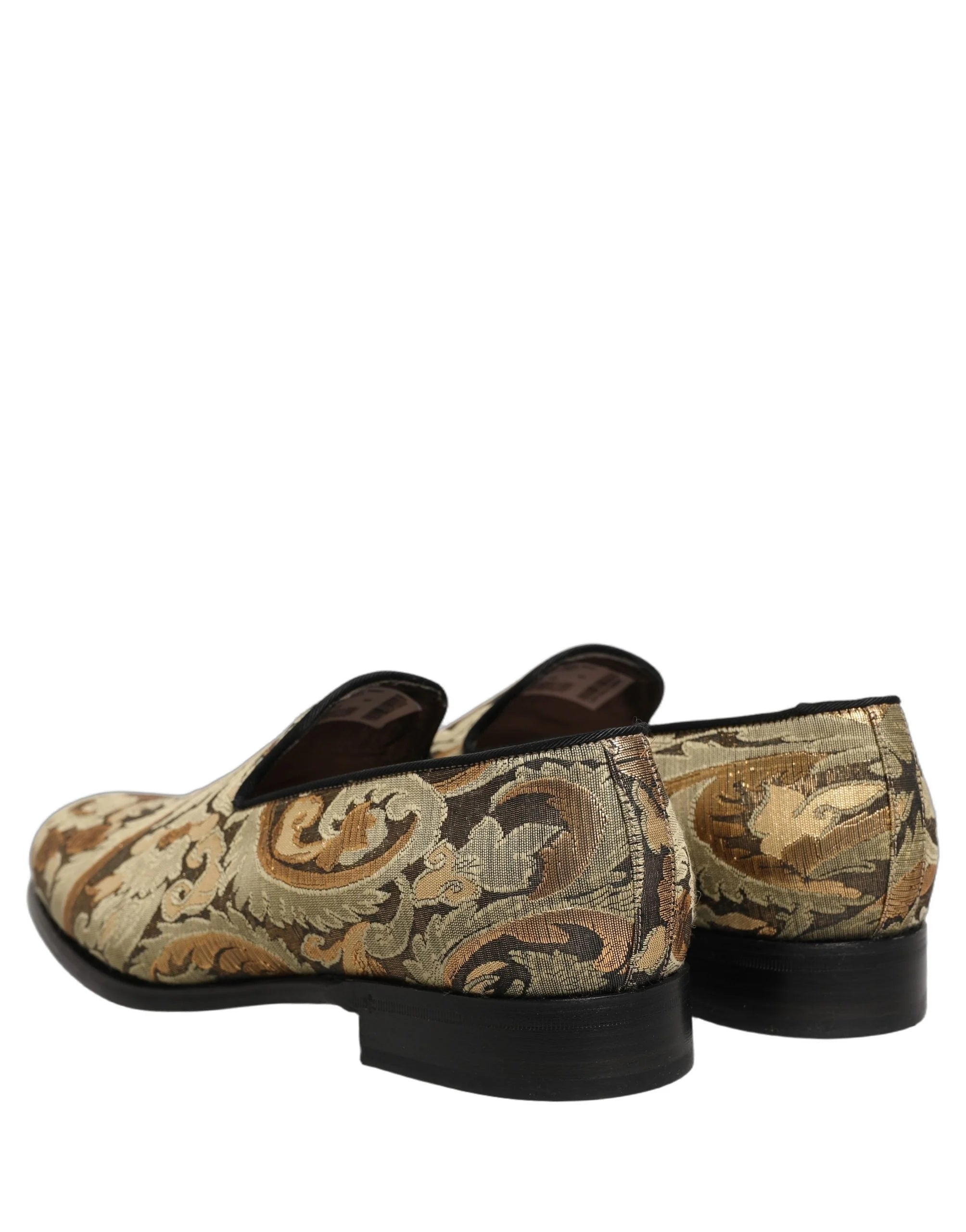 Dolce & Gabbana Gold Brocade Slip On Men Dress Loafers Shoes - EU43/US10