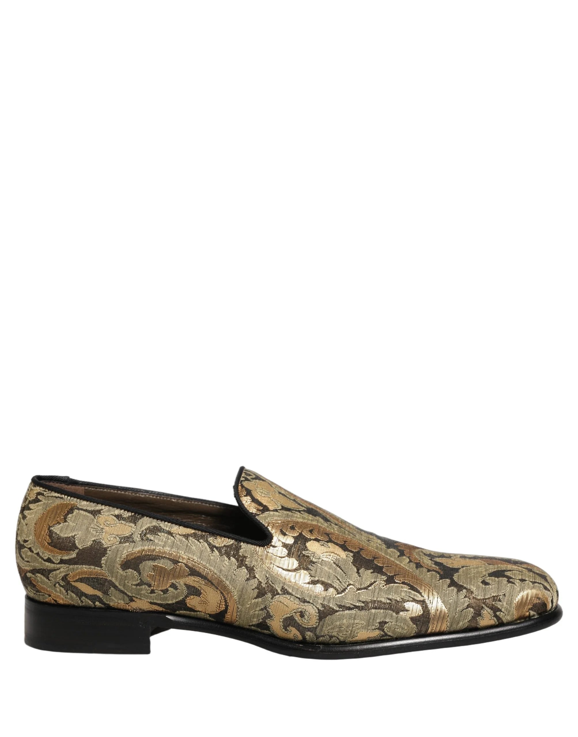 Dolce & Gabbana Gold Brocade Slip On Men Dress Loafers Shoes - EU43/US10