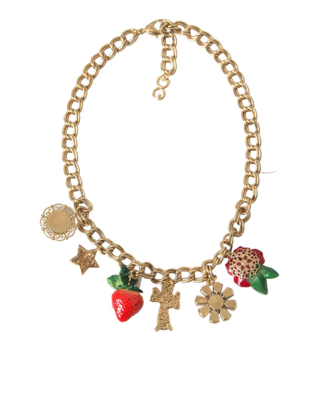 Dolce & Gabbana Gold Chain Rose Cross Strawberry Star Pendant Necklace - Necklaces