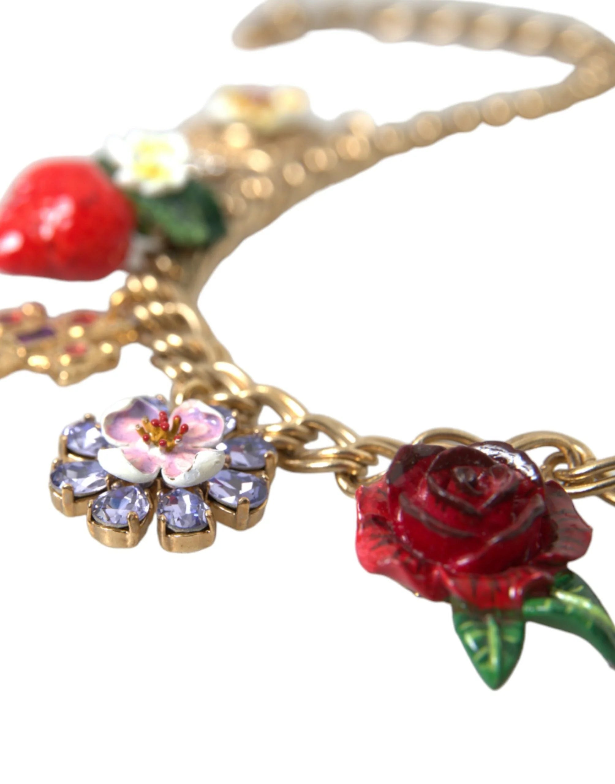 Dolce & Gabbana Gold Chain Rose Cross Strawberry Star Pendant Necklace - Necklaces