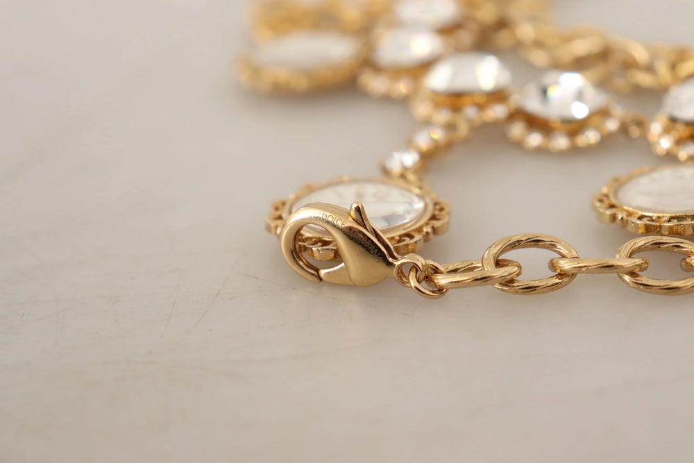 Dolce & Gabbana Gold Clock Statement Crystal Chain Necklace - Necklaces