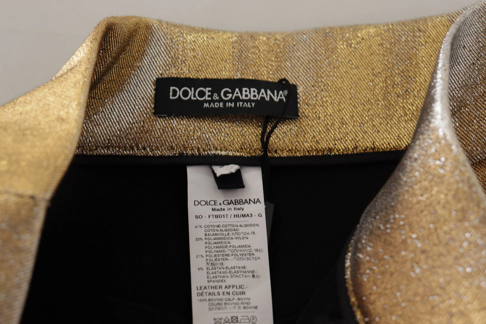 Dolce & Gabbana Gold Cotton Blend Glittered Hot Shorts - IT38 | XS - Short Trousers