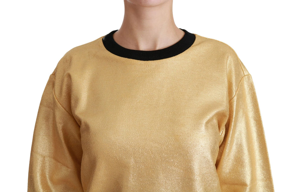Dolce & Gabbana Gold Cotton Crewneck Pullover Sweater - Sweaters