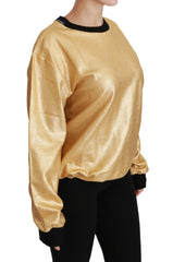 Dolce & Gabbana Gold Cotton Crewneck Pullover Sweater - Sweaters