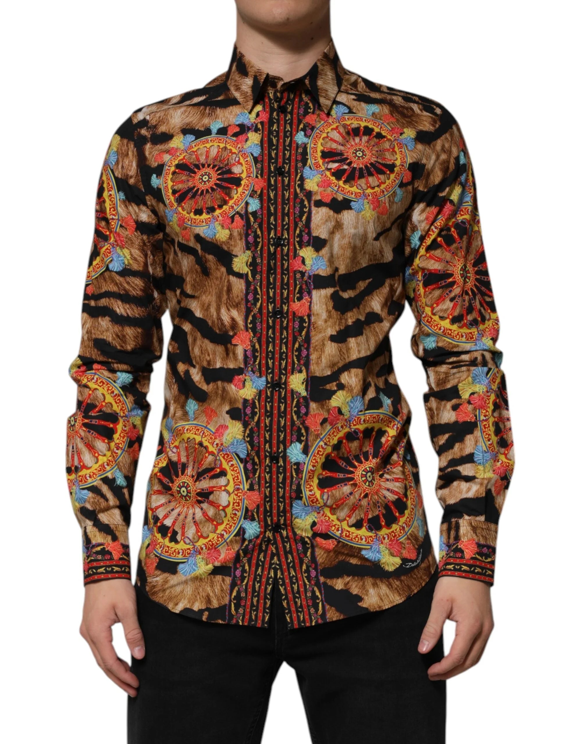 Dolce & Gabbana GOLD Cotton Tiger Carretto Long Sleeve Shirt - Shirts