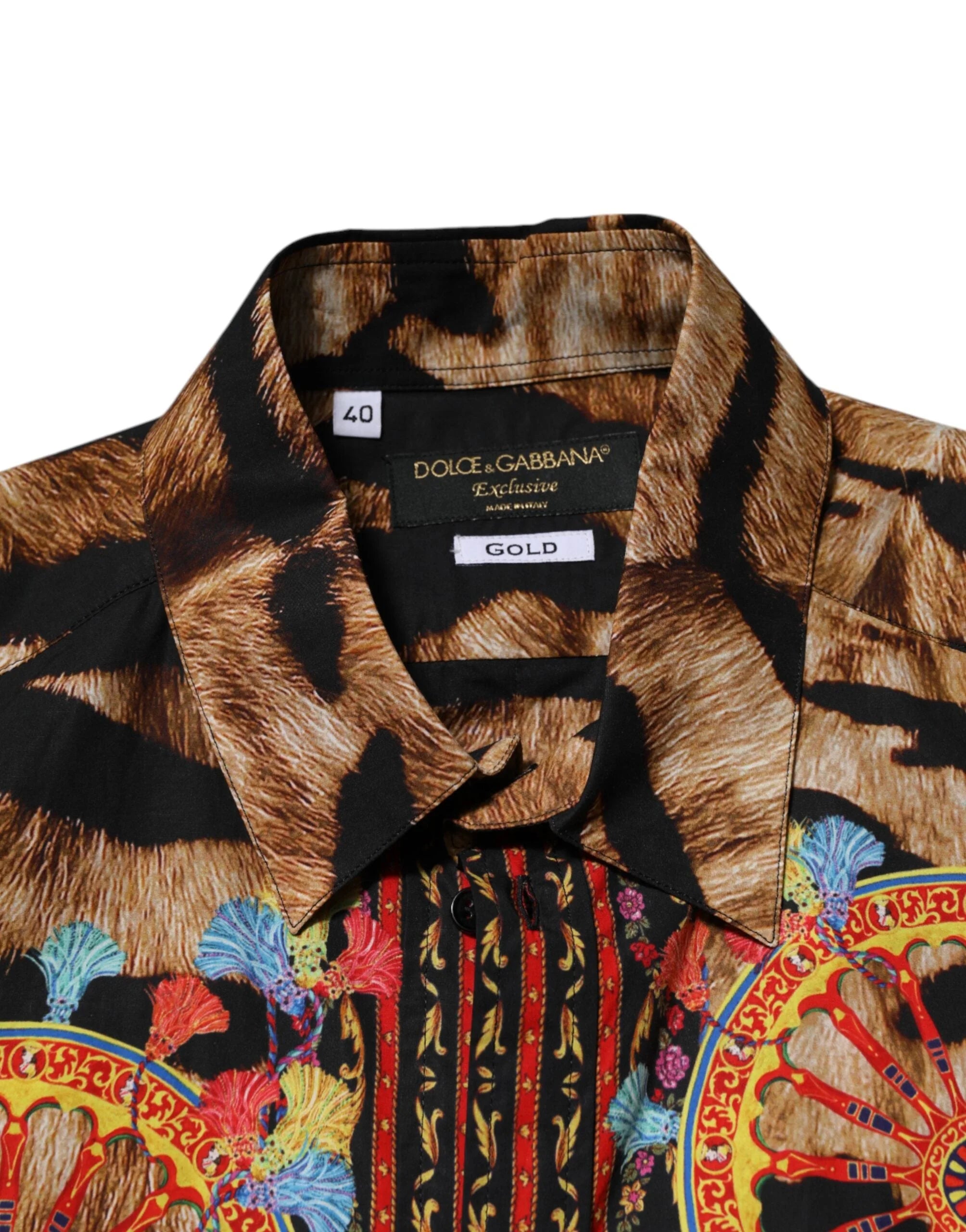 Dolce & Gabbana GOLD Cotton Tiger Carretto Long Sleeve Shirt - Shirts