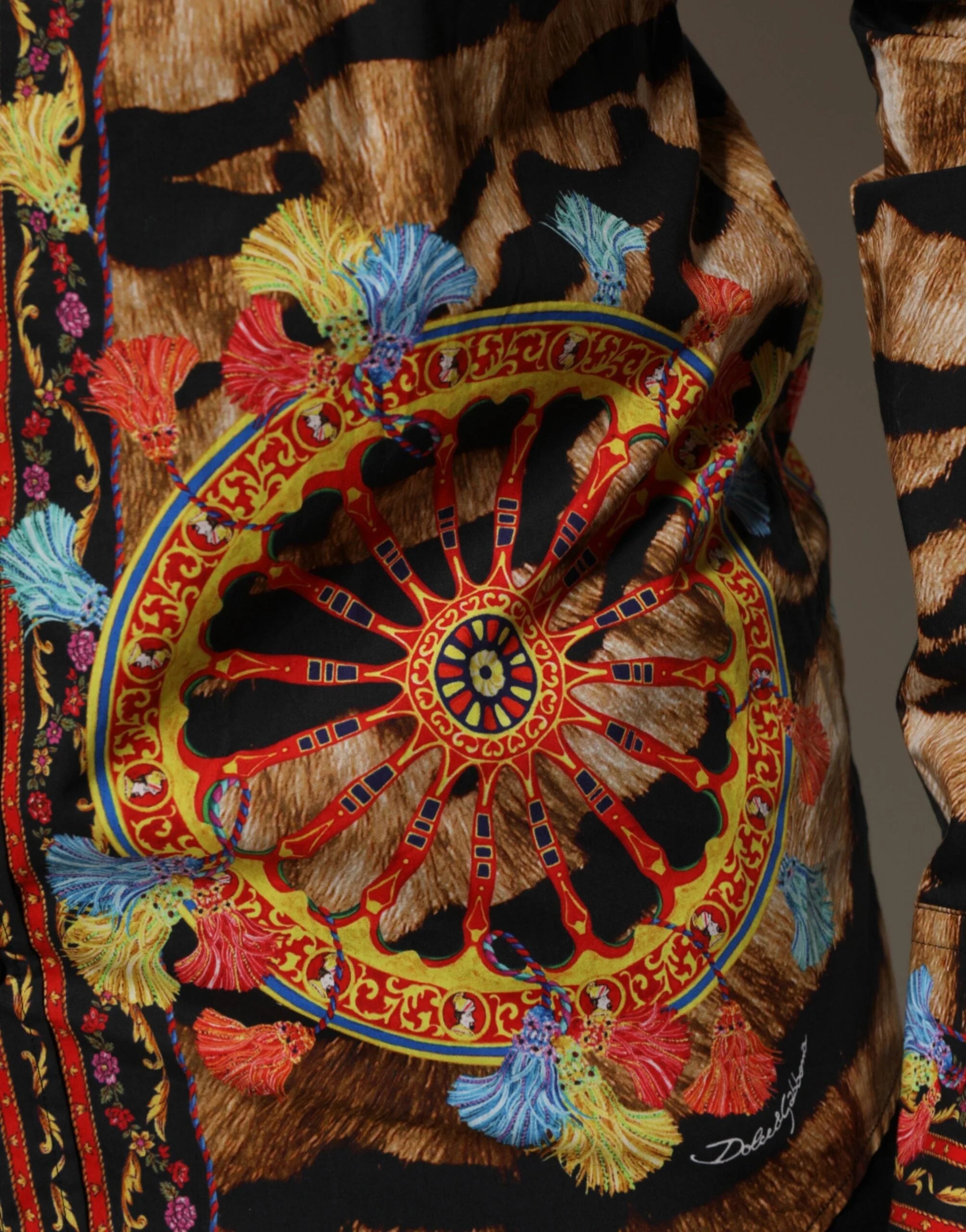 Dolce & Gabbana GOLD Cotton Tiger Carretto Long Sleeve Shirt - Shirts