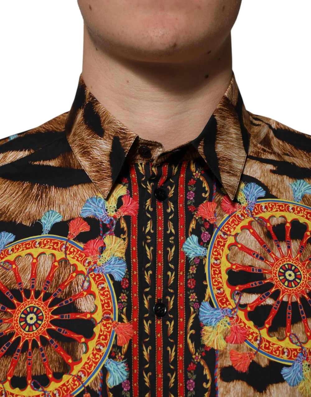 Dolce & Gabbana GOLD Cotton Tiger Carretto Long Sleeve Shirt - Shirts