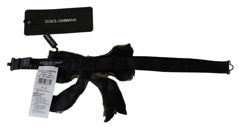 Dolce & Gabbana Gold Crystal Beaded Sequined 100% Silk Catwalk Necklace - Neckties