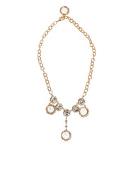 Dolce & Gabbana Gold Crystal Clock Pendant Statement Jewelry Necklace - Necklaces