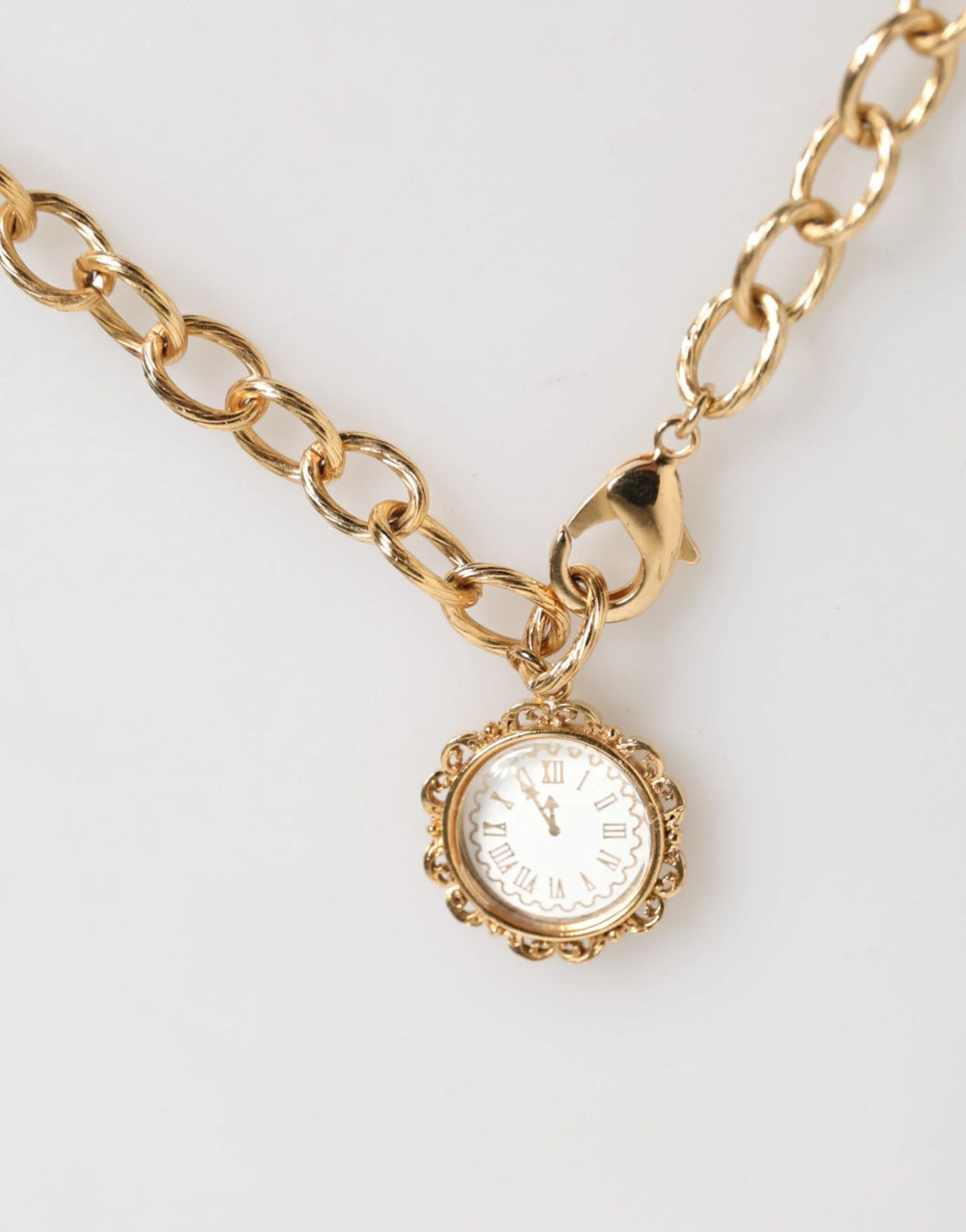 Dolce & Gabbana Gold Crystal Clock Pendant Statement Jewelry Necklace - Necklaces