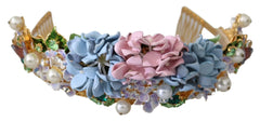 Dolce & Gabbana Gold Crystal Purple Hortensia Headband Crown Diadem - Headbands